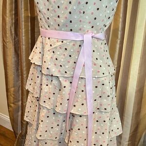 FUN AND FLIRTY! Vintage BCBG Polka Dot Layered womens Dress with Pink Accents.